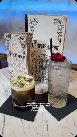Colorful Easter cocktails at Vampire Rabbit Newcastle, featuring Mini Egg, Aero, and Hot Cross Bunny flavors.