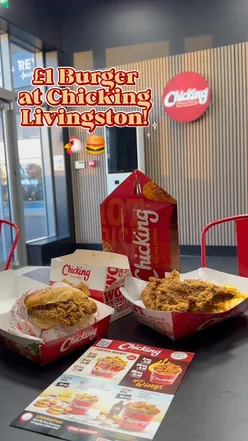 A delicious Royal Crunchy Burger and drink for ยฃ1 at Chicking's new Scottish branch in Livingston.