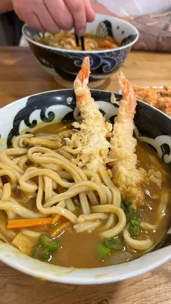 Delicious tempura plate with veggies, prawns, and chicken karaage at Hatsu Udon in Grangetown, Cardiff.