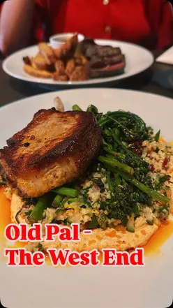 Delicious pork chop and cocktails at Old Pal in Edinburgh's West End, perfect for a night out.