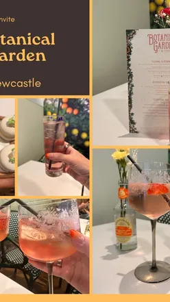 Floral-themed Fentimans pop-up at Fenwick featuring cocktails, mushroom flatbread, and vibrant flowers.