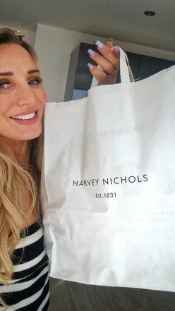 A luxury food haul from @harveynichols featuring gourmet chocolate and a playful dog blooper.