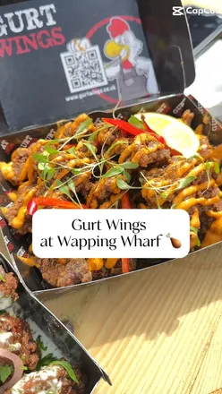Delicious chicken wings from Gurtwings at Wapping Wharf, perfect for a sunny bank holiday weekend.