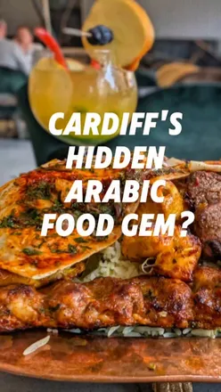 Delicious Arabic dishes at Lyalena Lounge in Cardiff, featuring mixed grill platter, baba ghanouj, and refreshing mocktails.