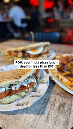 Delicious beef birria pizza, crazy caprese sandough, and mac and cheese at Pizza Punks Nottingham lunch menu.