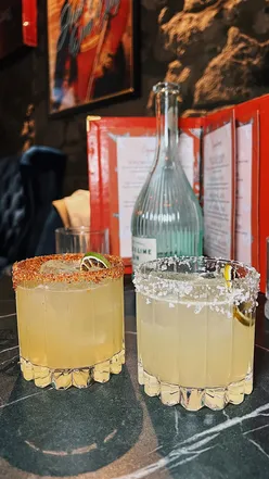 Personalized cocktail tasting menu featuring a spicy margarita at The Raging Bull, Edinburgh.