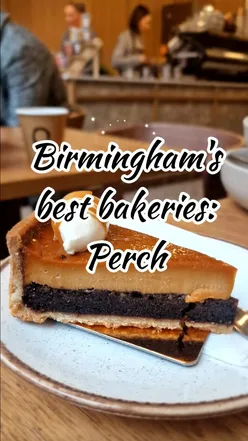 Perch Bakery Birmingham treats: salted caramel tart, banoffee pie croissant tart, carrot cake tart, miso caramel latte.