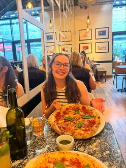 Delicious pizza at Franco Manca in Leeds, enjoyed during an after-work catch-up with sister, featuring a free pizza reward.