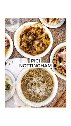 Italian tapas at Pici Nottingham: courgette fritti, tomato salad with straciatella, beef pappardelle, mortadella pizzette, tiramisu.