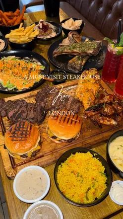 Karv steakhouse in Hackney, London offers premium halal steaks, chicken tacos, lamb tacos, grilled prawns, and a 4-person platter.