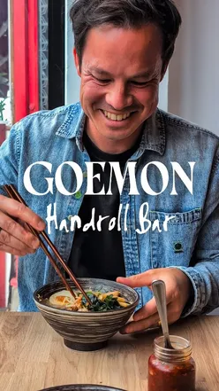 Special set menu at Goemon Handroll Bar on Preston Street: two sushi handrolls, small ramen, side dish, and drink for £19.80.