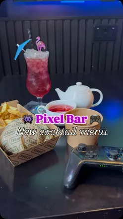 Game-themed cocktails at Pixel Bar, Liverpool: Get Jinxed, Mini Moon, Watermelon Pokémon Trainer, Witchers Brew, Vice City Iced Tea, Tiny Tina’s Tea Party, paired with Honest Burgers.