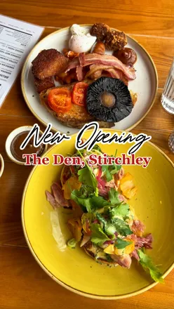 Stylish Stirchley café The Den with earthy decor, serving brunch like Eggs Benedict and Full English, plus praline flat white.