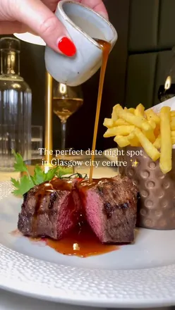 Contemporary menu at Hazel Restaurant near George Square, Glasgow; featuring perfectly cooked salmon and rump steak with a Spanish twist.