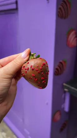 Massive, juicy chocolate-covered strawberries in white, milk, and dark chocolate at Strawberry Box, West End, Edinburgh.