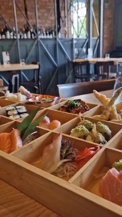 Fresh sushi platter at Butakun on Percy Street, Newcastle, featuring a variety of dishes for sharing.