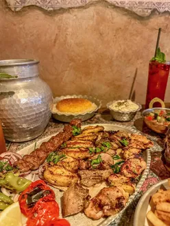Secret Glasgow restaurant Bazaar by Habibi with speakeasy vibe, keypad entry, stunning Middle Eastern dishes, roasted aubergine dip.