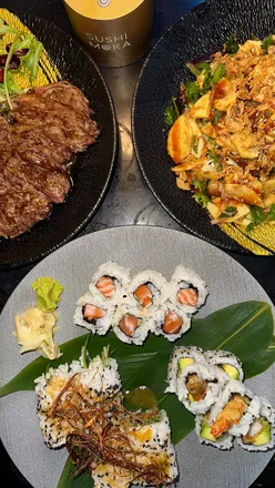 Sushi Moka's crispy tori karaage, flavoursome duck salad, kataifi prawns, and tender wasabi beef at Ram Quarter, Wandsworth.