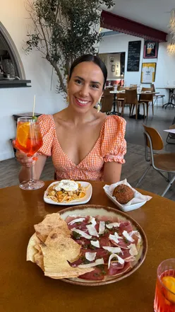 Summer set menu at Stuzzi Leeds: arancino, fennel salad, prosciutto, mafaldine with duck ragu, spinach rigatoni, onglet steak, tiramisu, affogato.