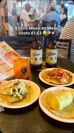 Cerveceria Chapultepec Playa menu items, all priced at £1.63, including drinks, beers, food, and cocktails in Playa Del Carmen.