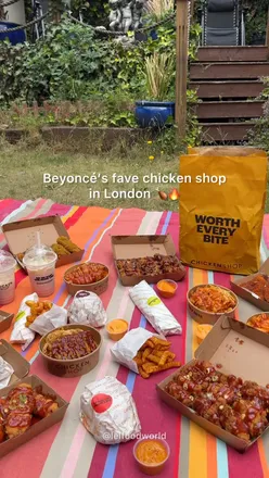 Juicy, crispy fried chicken at Beyoncé's favorite Chicken Shop in London, perfect for enjoying in sunny weather.