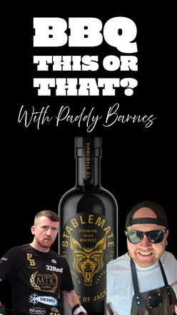 Paddy Barnes and Carl Frampton at SMOKE BBQ Belfast for Stablemate Whisky BBQ Sauce launch, featuring lively Q&A and bold flavors.