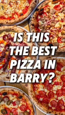Selection of pizzas from Rwcola in Barry Goodsheds, featuring Margherita, Rwcola Special, Calabrese, Meat Feast, Double Pepperoni, The Welsh, and Philly Cheesesteak.