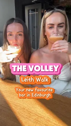 Spicy coconut margarita with hot sauce and espresso martini at The Volley bar, Leith Walk, Edinburgh. Cozy bar with pizza snacks.