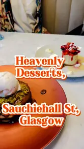 Indulge in desserts at Heavenly Desserts Glasgow: Eton Mess Cheesecake, Pink Dragon, and Dubai Chocolate Pancakes. 🍦