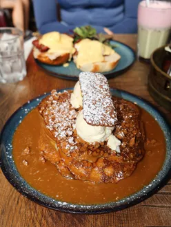 Delicious pancakes and coffee at Rockello Cafe in Castleford for a sweet breakfast experience.