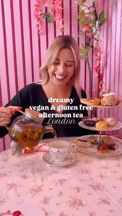 Vegan and gluten-free afternoon tea featuring whimsical treats at Cream Dream London in Central London.
