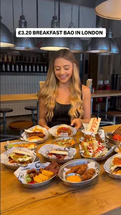 Hot Honey Chicken Bao and Spam Fries featured at Bone Daddies' new breakfast menu in Victoria, London.