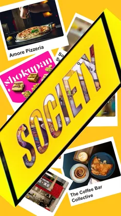 Guests enjoying diverse cuisines and drinks at Society food hub in Colmore Square, Birmingham.