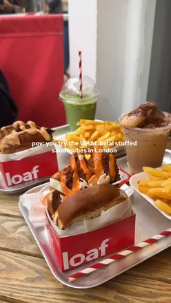 Delicious halal stuffed brioche sandwiches and drinks at Loaf in Farringdon, London—perfect for foodie lovers!