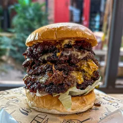 Delicious double patty burger with ox cheek, cheese, and jalapeños at Crafty St Martinas, Leicester – a weekend special!