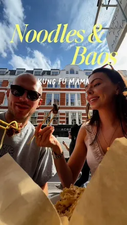 Delicious noodles and mango shaved ice at Kung Fu Mama in Covent Garden, a must-visit spot for food lovers.