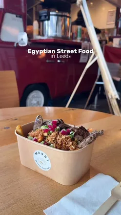 Delicious Ribeye Kebab meal with fries and rice from Masri Egyptian Street Food at Trinity Kitchen in Leeds.