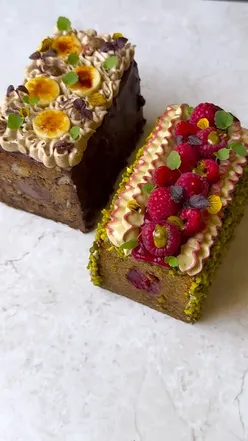 Indulge in delicious banana coffee pecan and pistachio raspberry cakes at Nour Kandler's Paris boutique on September 13.