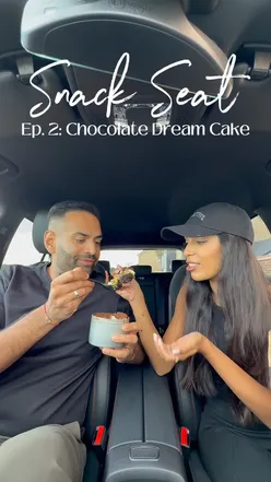 Delicious chocolate dream cake from @chunk.uae and @smokeandpepperldn for £8.99 per pot, featured in Snack Seat Ep 2.