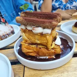 Brunch at Haunt, Manchester: Tiramisu French Toast, vegetable sandwich, cheese toastie, and more delicious dishes.