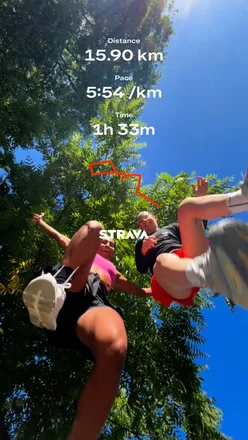 Runner celebrating a successful week post-half marathon with friends, showcasing fitness and community spirit.