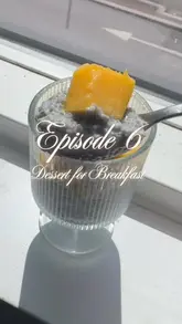 Mango sago chia pudding topped with mango cubes, blending dessert and breakfast in a nourishing bowl.
