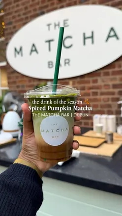 Spiced Pumpkin Matcha drink from The Matcha Bar in Dublin, perfect for cozy autumn days. Not too sweet!