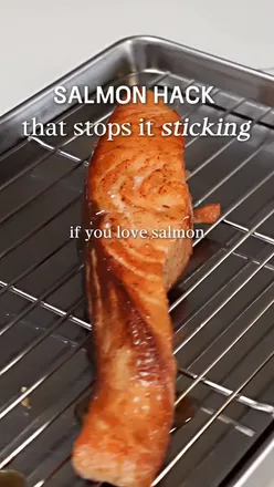 Chef shares innovative mayo trick for cooking salmon without sticking in a non-stick pan.