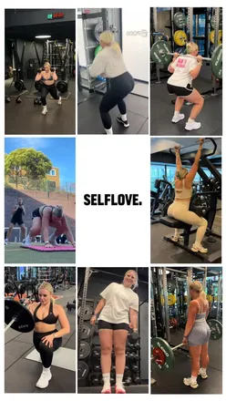 Motivational fitness quote encouraging self-love and consistency on National Fitness Day.