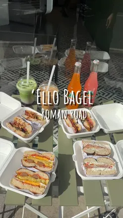 Delicious bagels from Ello Bagel in Roman Road, featuring unique fillings like BBQ beef brisket and truffle pastrami.