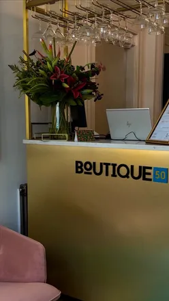 Stylish interior of Boutique 50, an affordable hotel in a charming area of Glasgow.