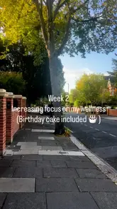 Wellness journey update: balancing mindful eating, fitness, and birthday celebrations with cake and steps.