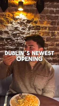 Exterior of Entrecôte, Dublin's new steak restaurant on Clarendon Street, promoting steak and bottomless fries.