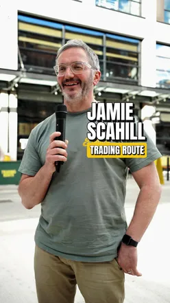 Jamie Scahill, co-founder of @thetradingroute, at Manchester Death Row Dinner - Ep.45, showcasing culinary delights.